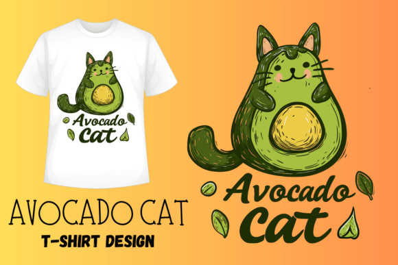 Avocado Cat Tshirt Design: A Playful Graphic for Modern Projects