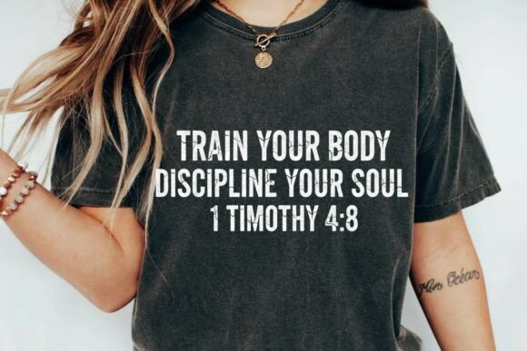 Christian Fitness 1 Timothy 4:8 Workout Design PNG