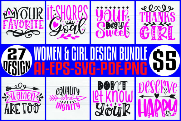 Creative Spark: The Women & Girl T-Shirt Design Bundle