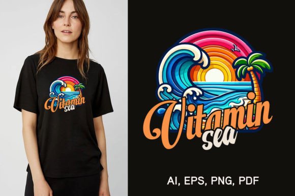 Embrace the Coast: Designing with the Vitamin Sea Summer T-Shirt Design