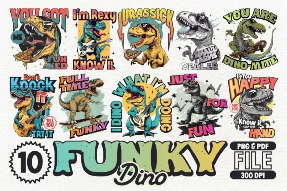 Funky Dino T-shirt Design Bundle: Your Ultimate Creative Toolkit