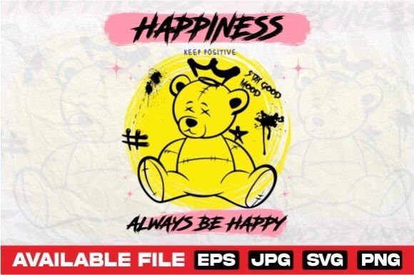 Happiness Cute Bear: Your Go-To Urban T-Shirt Design