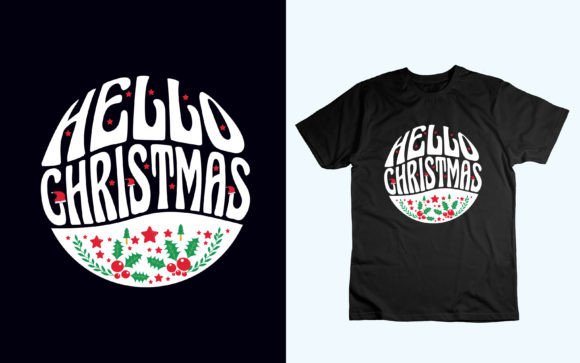 Hello Christmas Trendy T-shirt Design: A Festive Asset for Creators